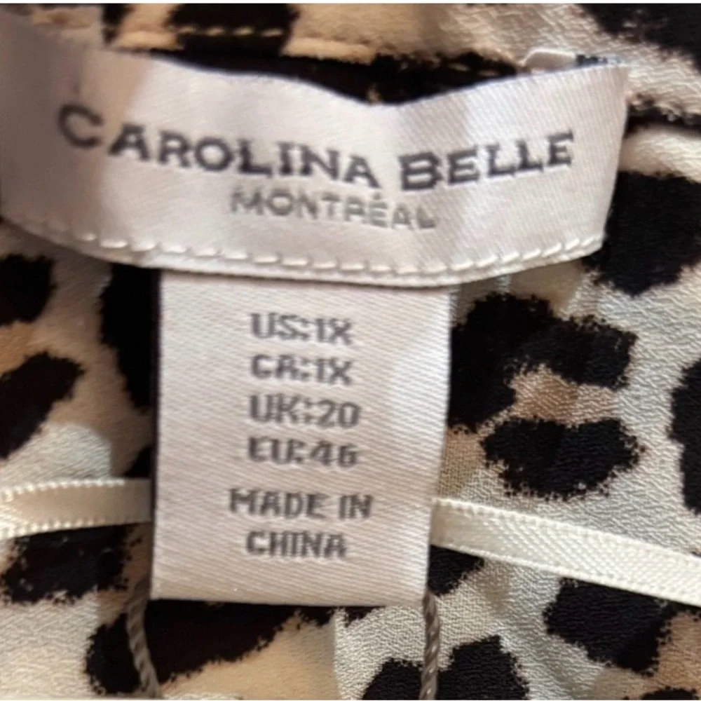 Carolina Belle Black and White Leopard Print Sleeveless Blouse - Picture 2 of 6
